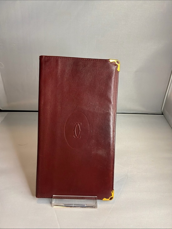 Cartier Handbags - Cartier Burgundy Leather Long Wallet with Gold Corners